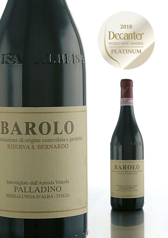 Platinum Award Winner at 97points at the World Wine Awards 2018: Palladino's Riserva San Bernardo Barolo